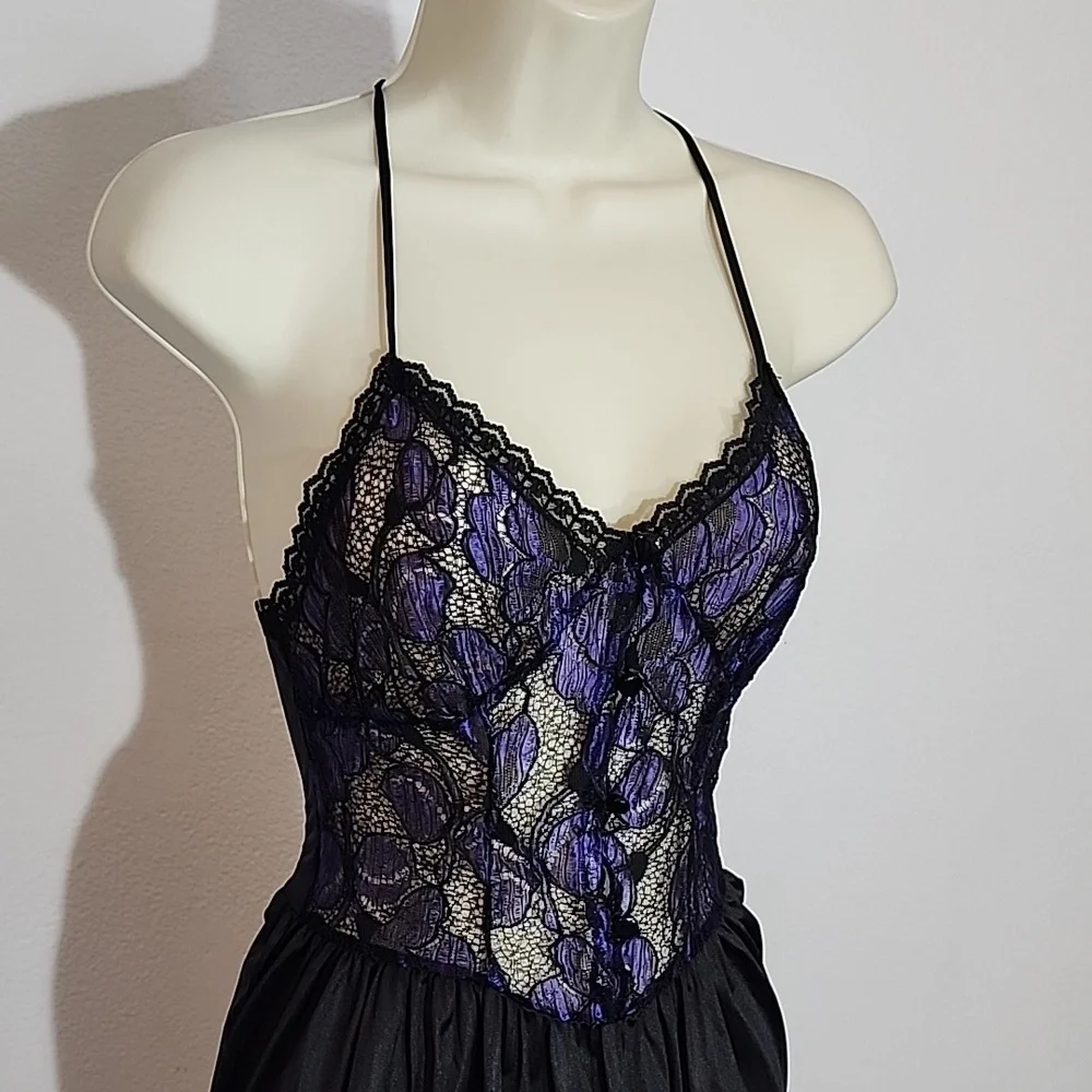 Petra Fashions Slip Dress Lingerie Lace Bodice Purple Size S